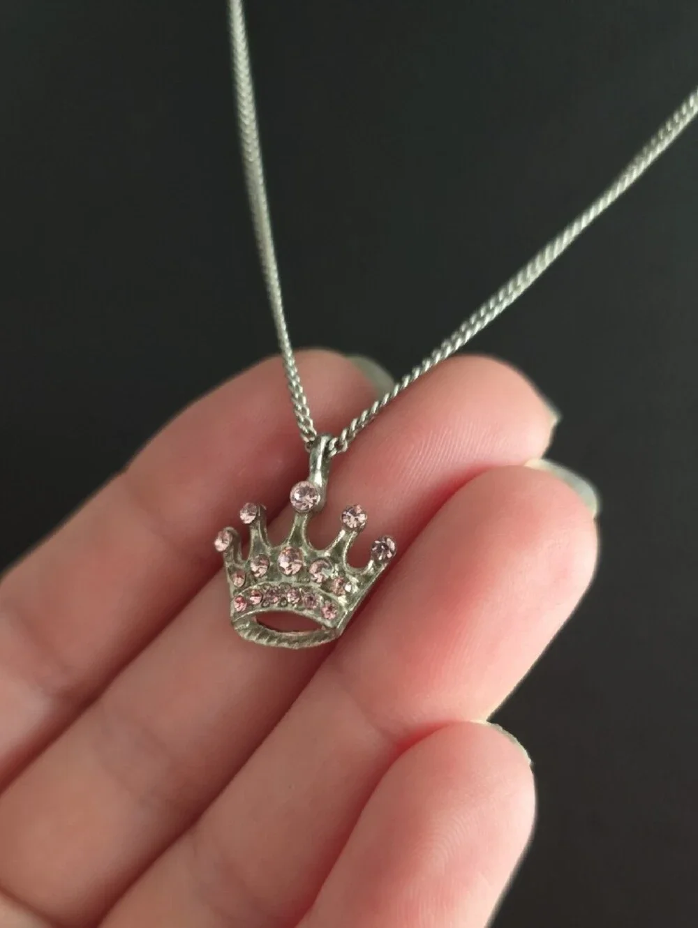 2 Necklace Bundle! Pink Bow Minnue Mouse & Pink Crown Pendant Necklace Set